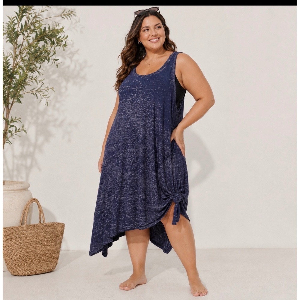Becca Blue Swim Coverup Dress, 3x